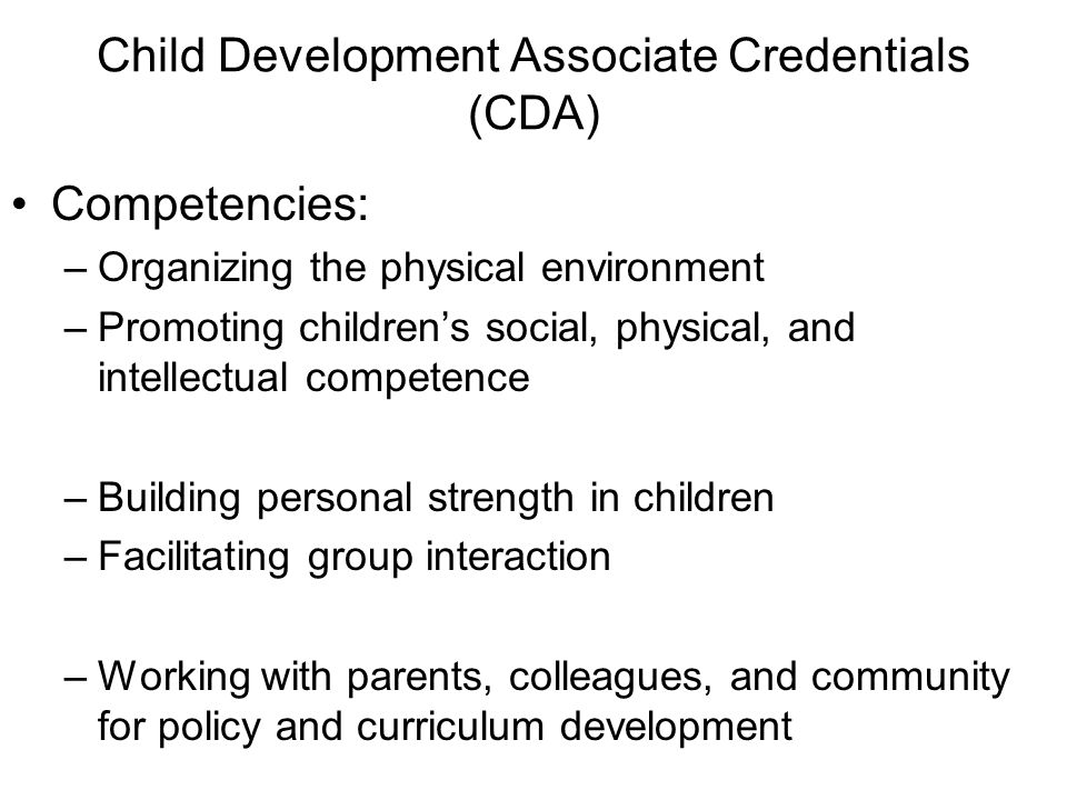 Child Development Associate Credentials (CDA)