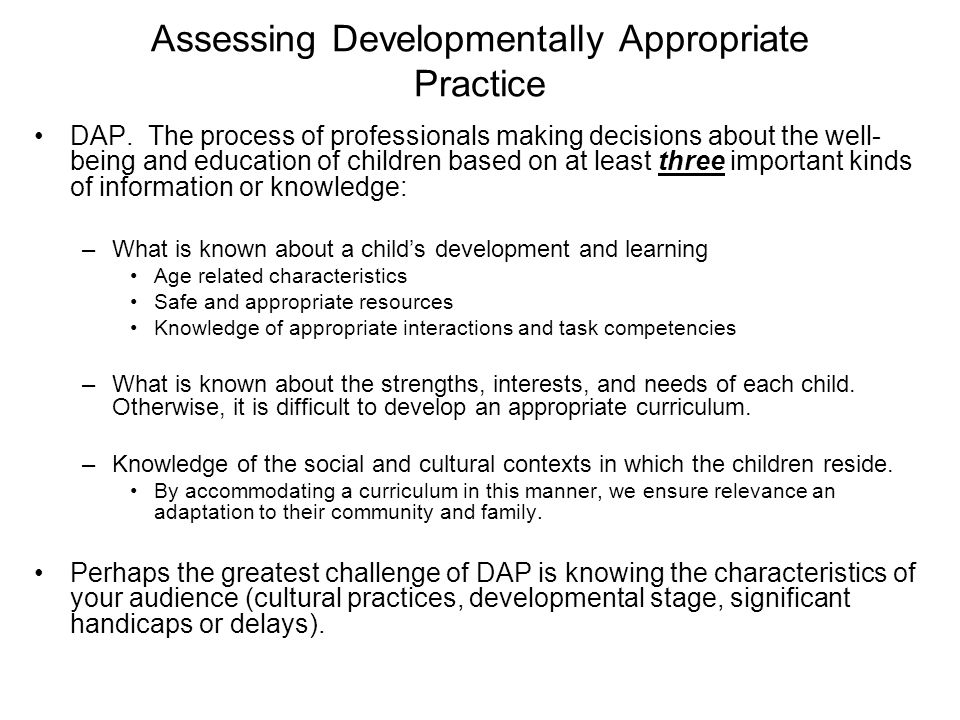 Assessing Developmentally Appropriate Practice