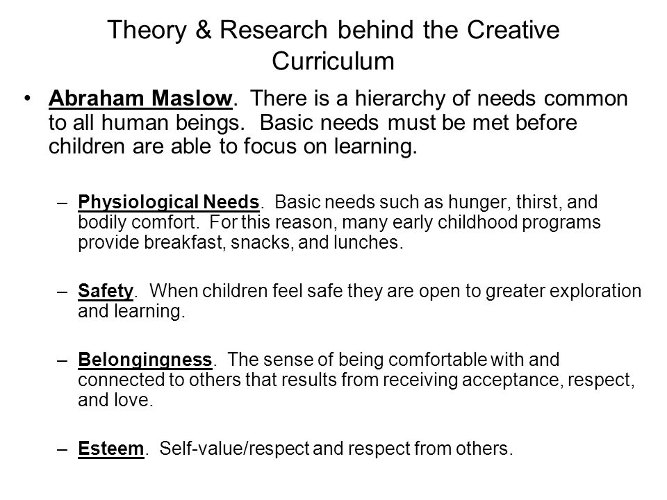 Theory & Research behind the Creative Curriculum