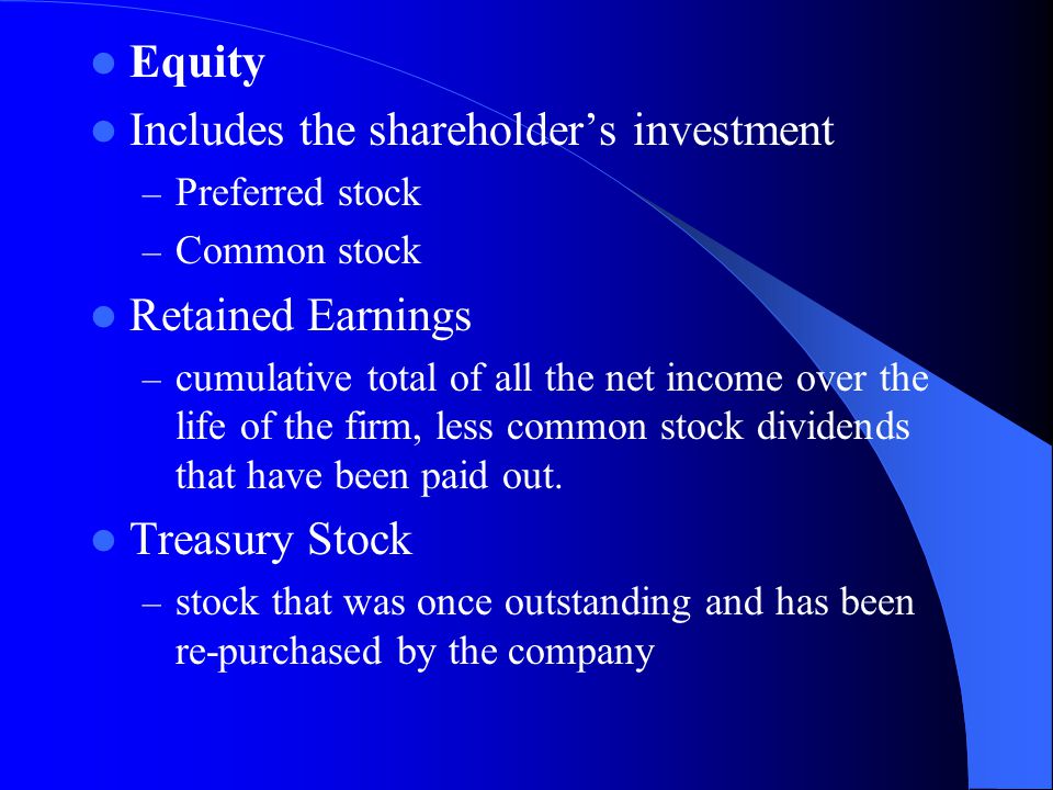 Includes the shareholder’s investment