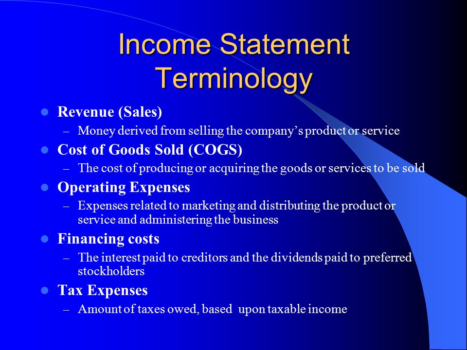 Income Statement Terminology