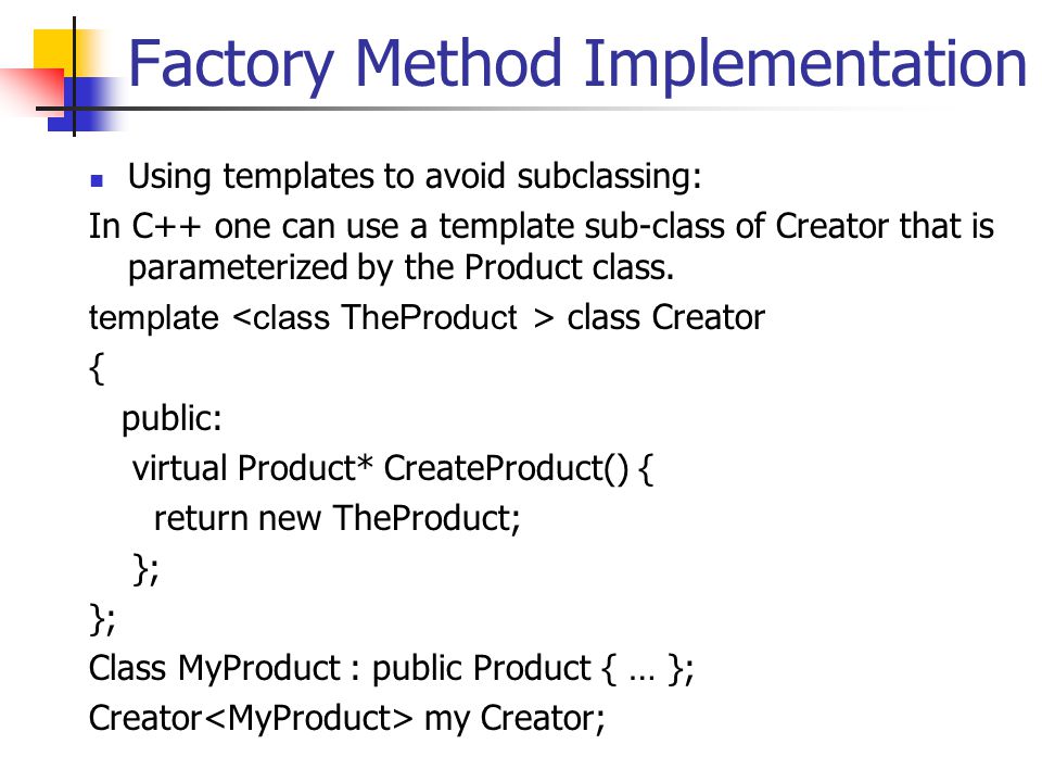Factory Method Implementation