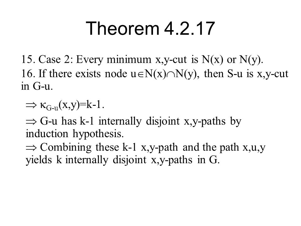 Theorem Case 2: Every minimum x,y-cut is N(x) or N(y).