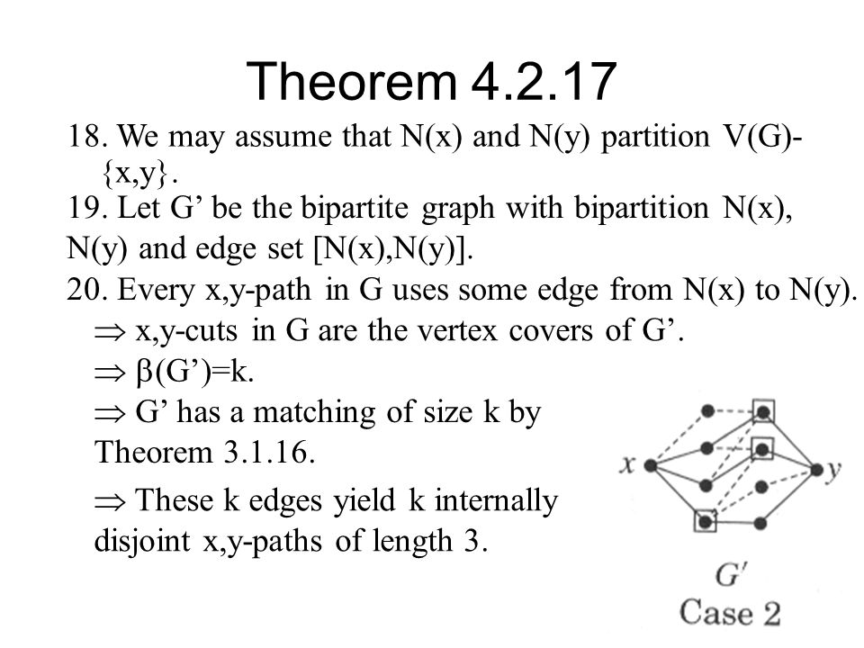 Theorem We may assume that N(x) and N(y) partition V(G)-{x,y}.