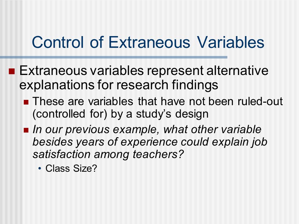 Control of Extraneous Variables
