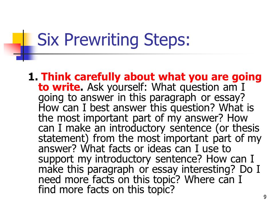 Six Prewriting Steps: