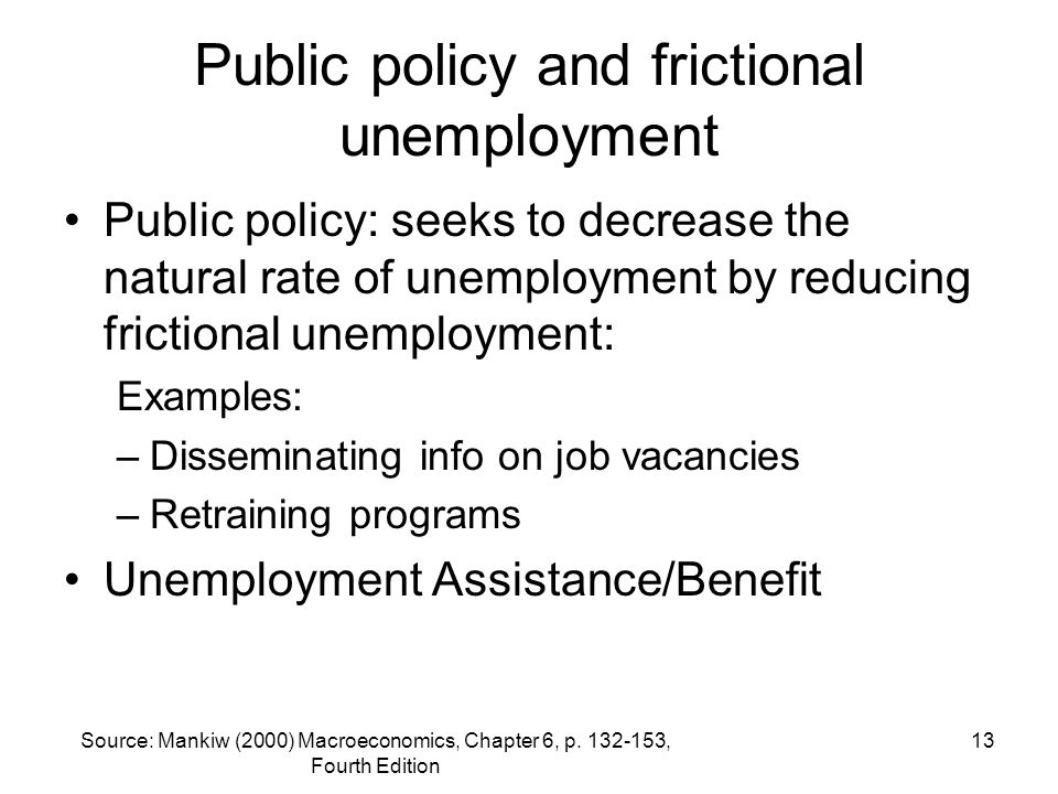 Public policy and frictional unemployment