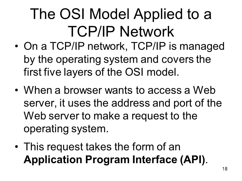 The OSI Model Applied to a TCP/IP Network