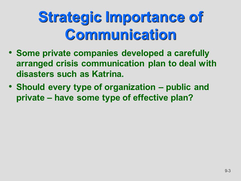Strategic Importance of Communication