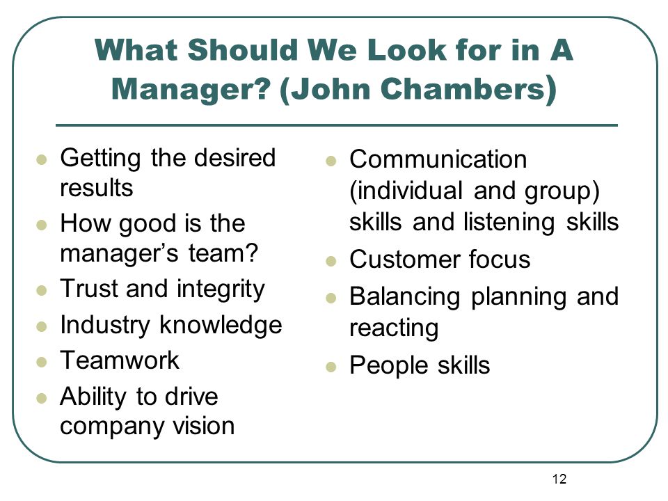 What Should We Look for in A Manager (John Chambers)