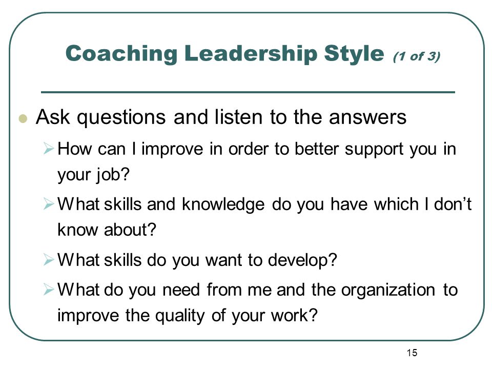 Coaching Leadership Style (1 of 3)