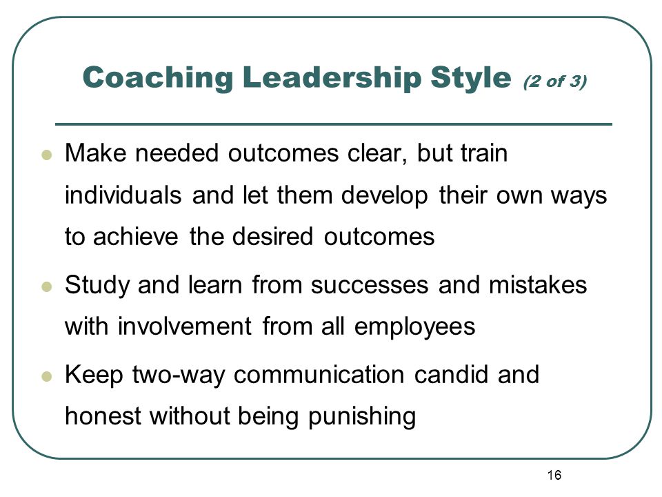 Coaching Leadership Style (2 of 3)