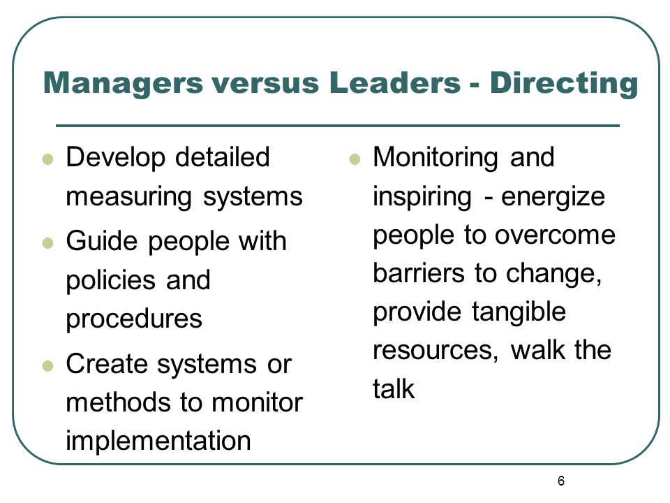 Managers versus Leaders - Directing