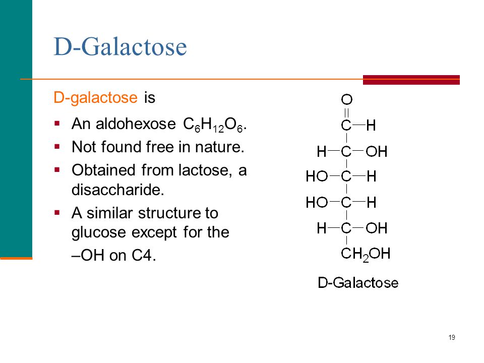 D-Galactose D-galactose is An aldohexose C6H12O6.