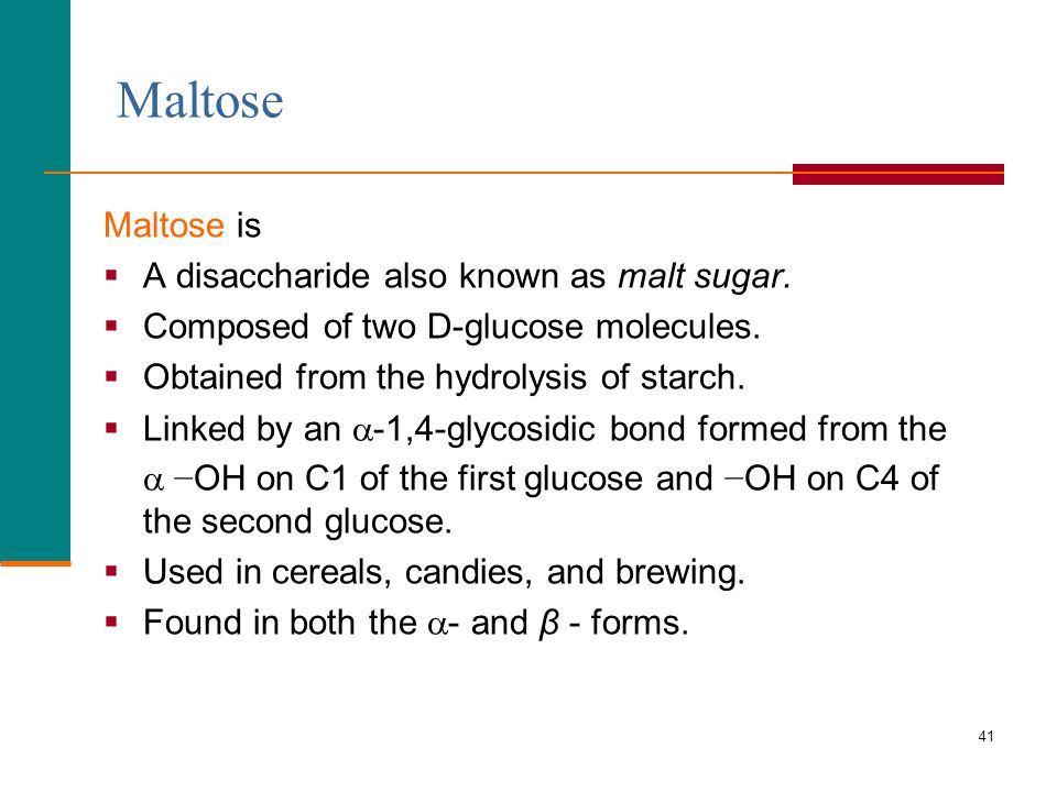 Maltose Maltose is A disaccharide also known as malt sugar.