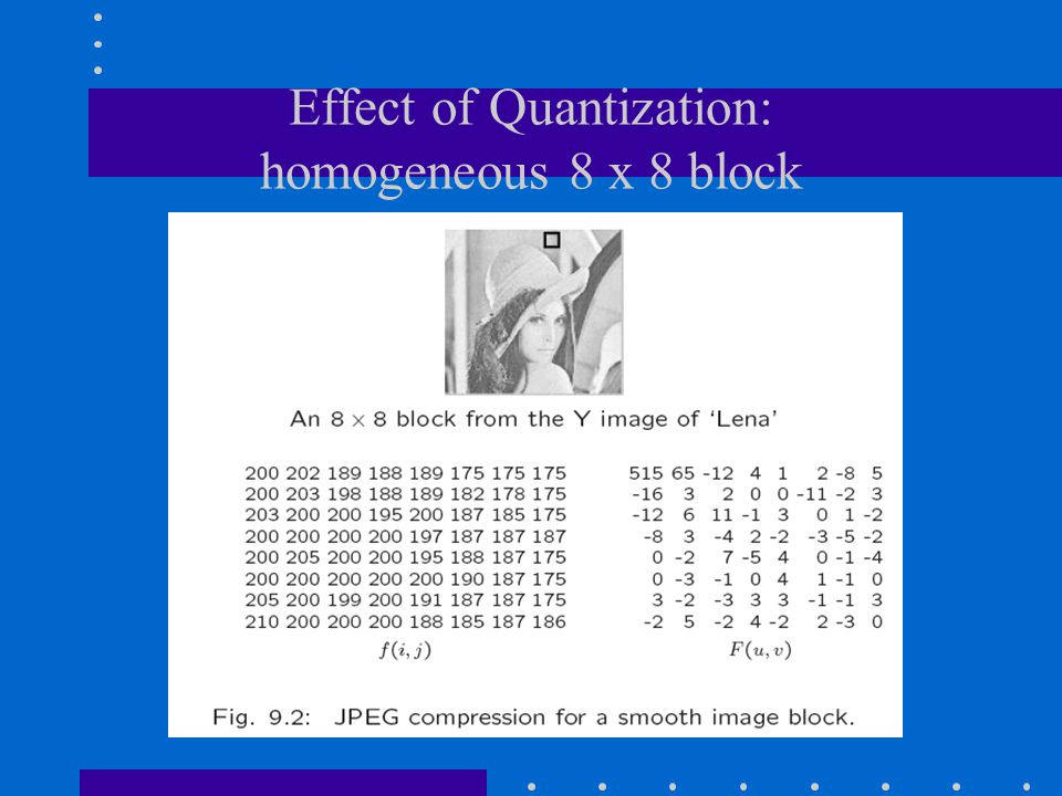 Effect of Quantization: homogeneous 8 x 8 block