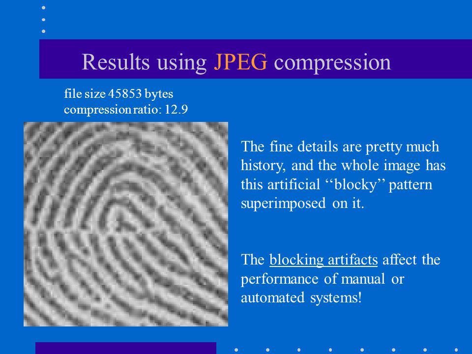 Results using JPEG compression