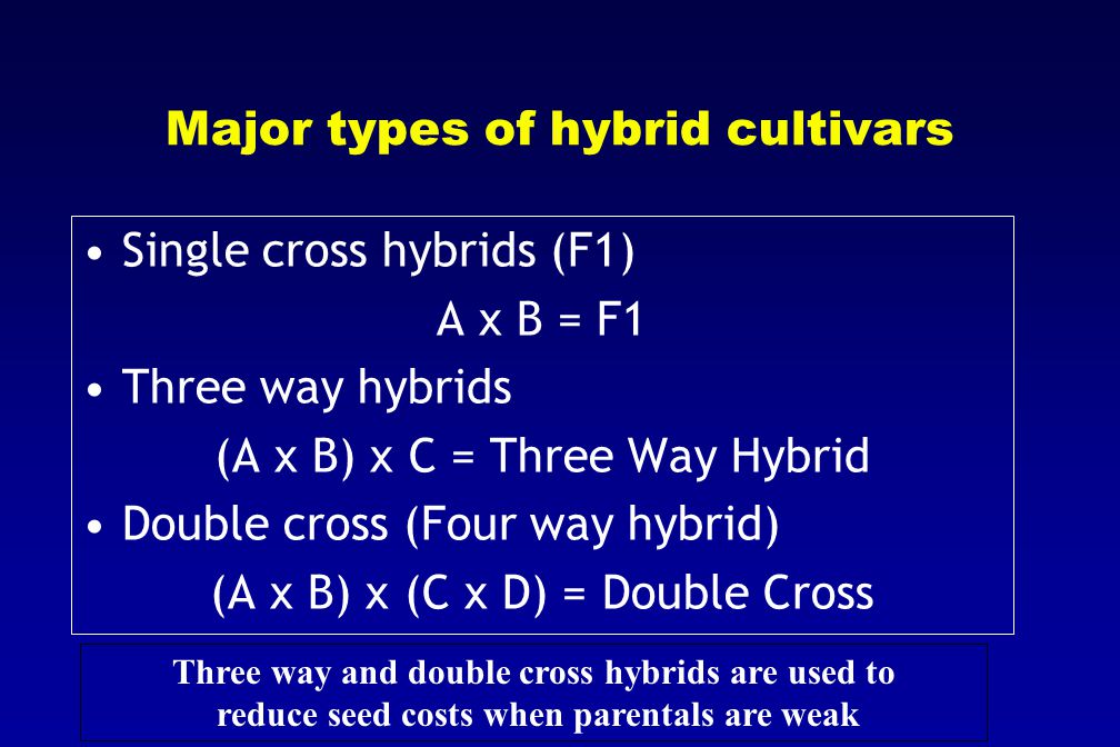 Major types of hybrid cultivars