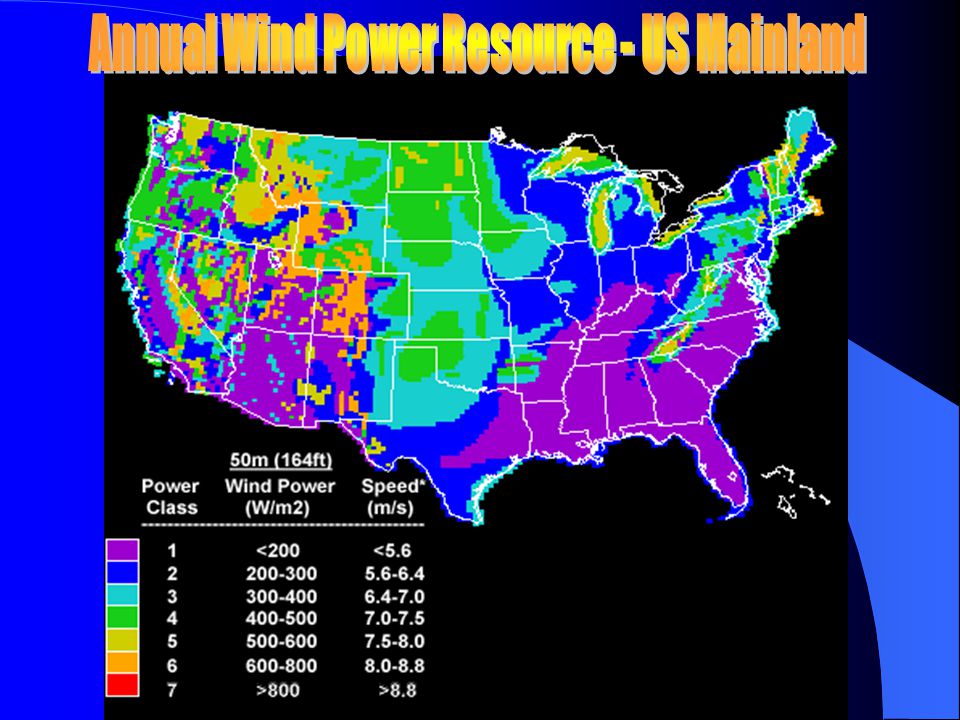 Annual Wind Power Resource - US Mainland