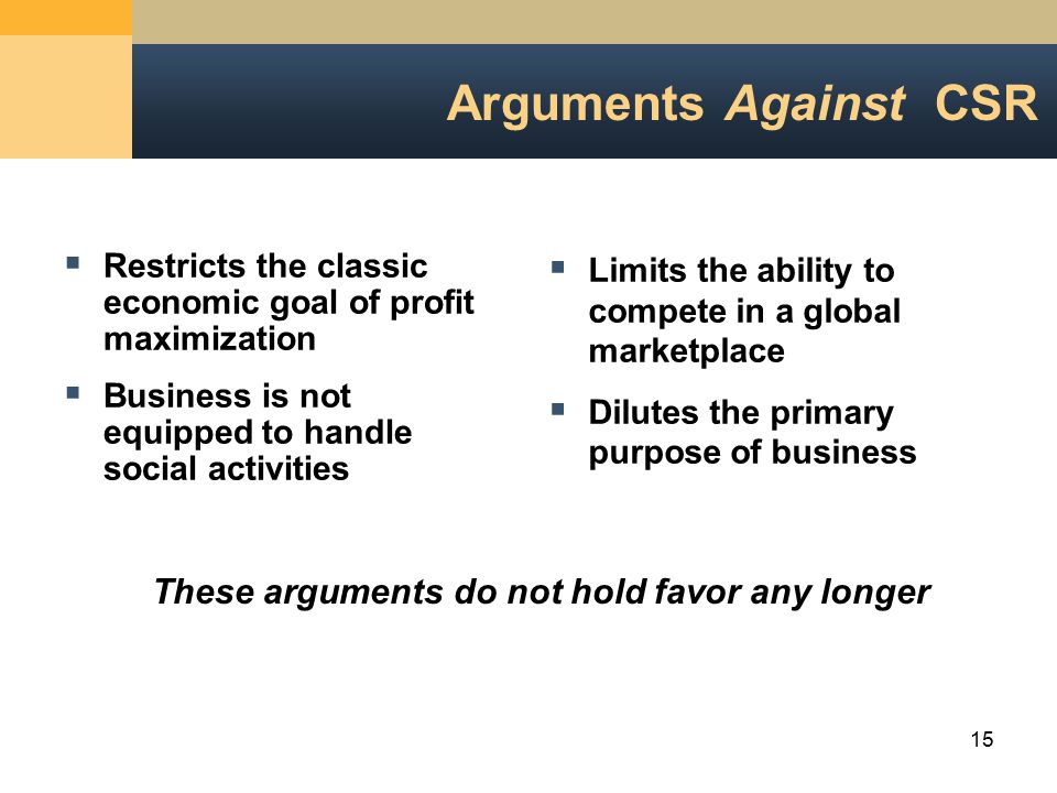 arguments against csr