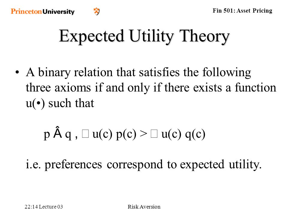 Lecture 03 Risk Preferences And Expected Utility Theory Ppt Video Online Download