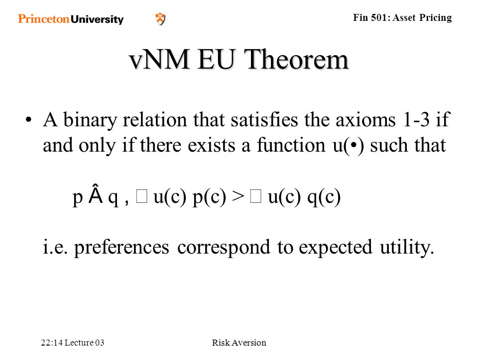 Lecture 03 Risk Preferences And Expected Utility Theory Ppt Video Online Download