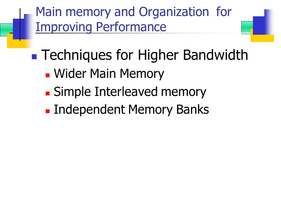 Main memory and Organization for Improving Performance