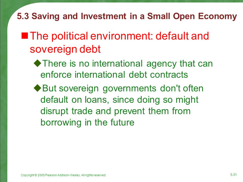 The political environment: default and sovereign debt