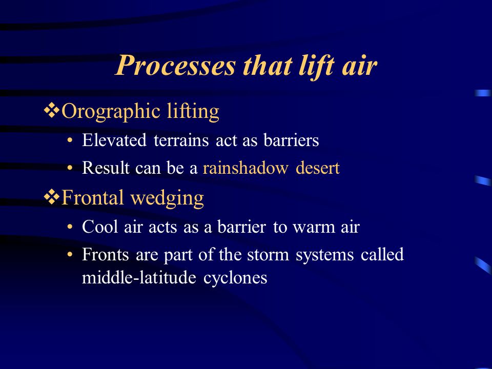Processes that lift air