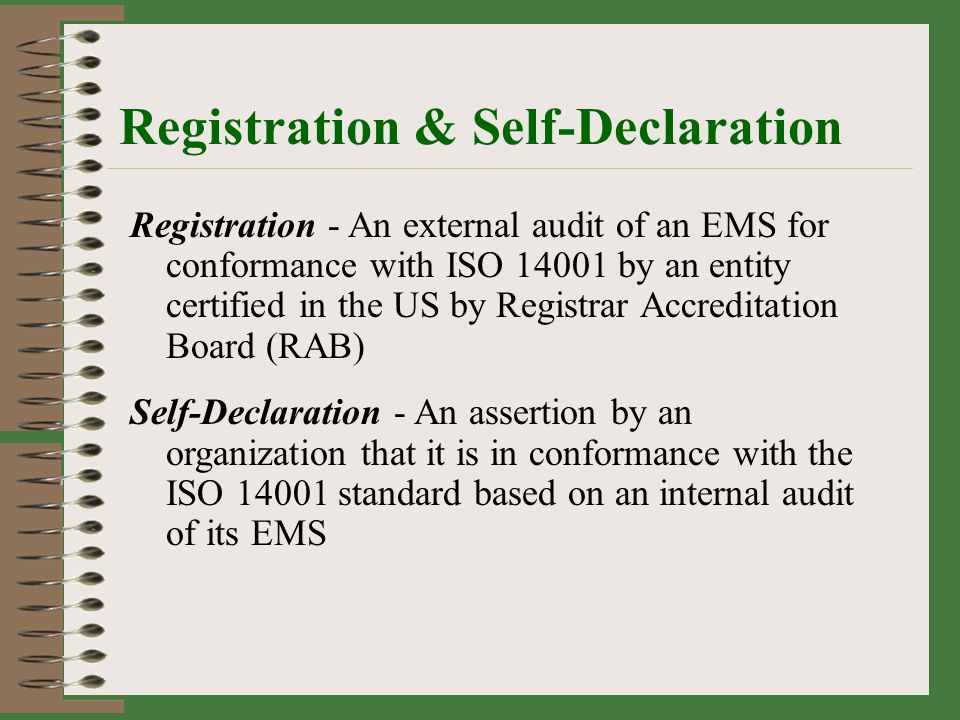 Registration & Self-Declaration