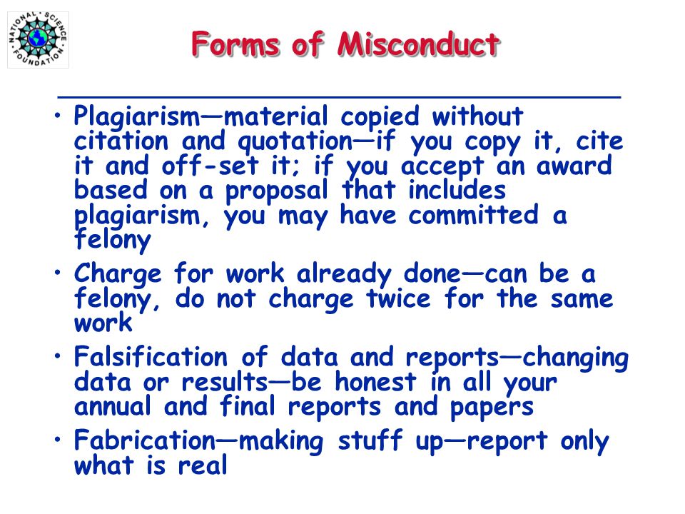 Forms of Misconduct