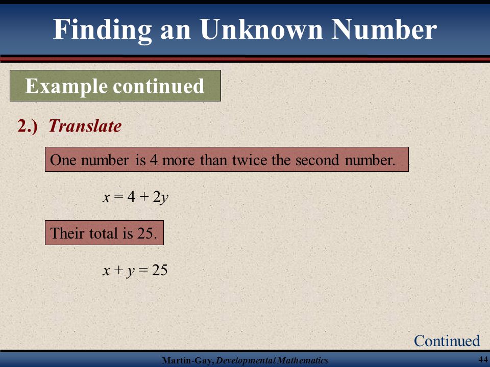 Finding an Unknown Number