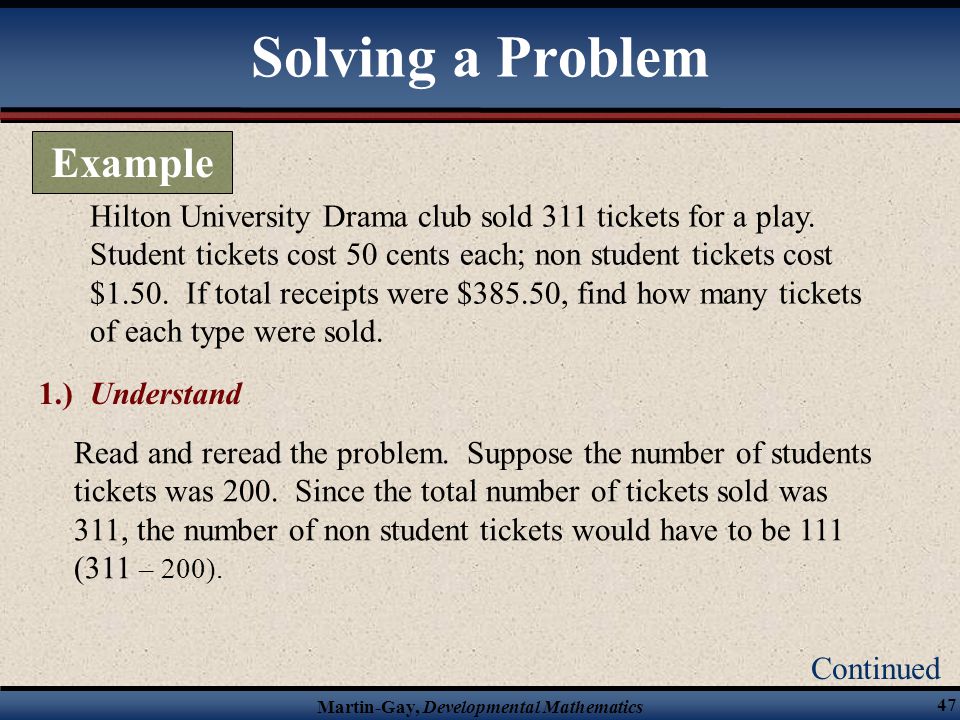 Solving a Problem Example