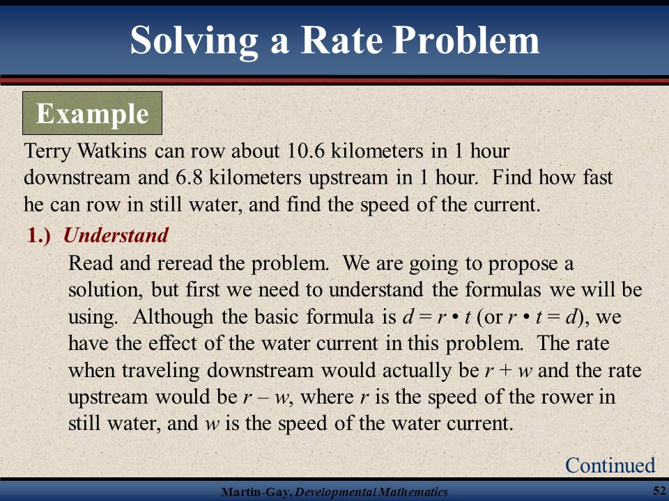 Solving a Rate Problem Example