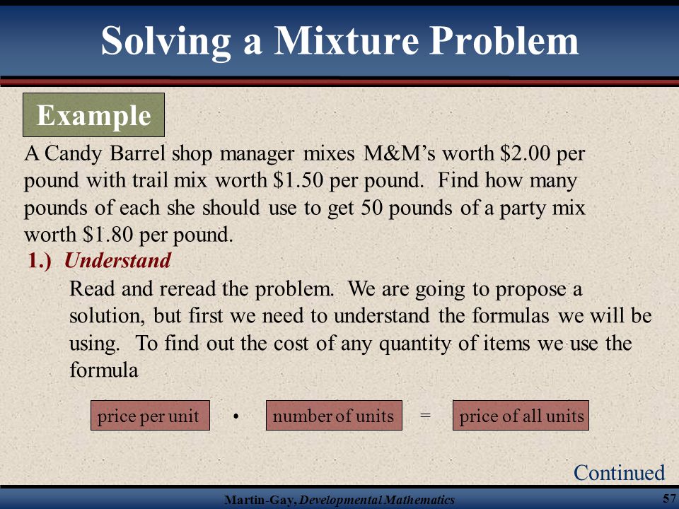 Solving a Mixture Problem