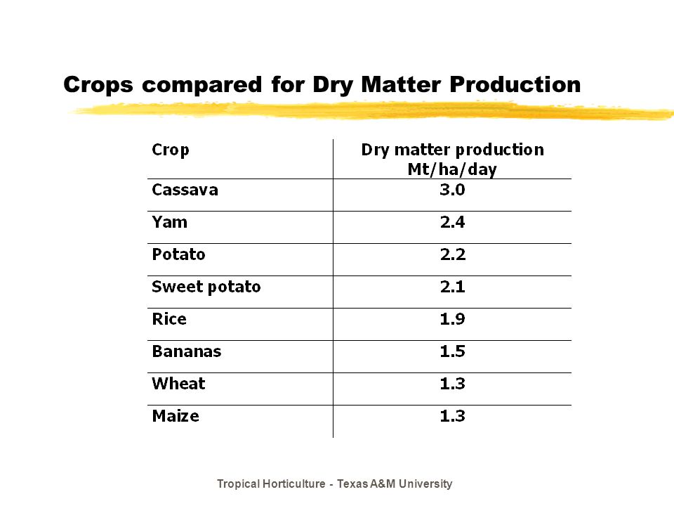 Crops compared for Dry Matter Production