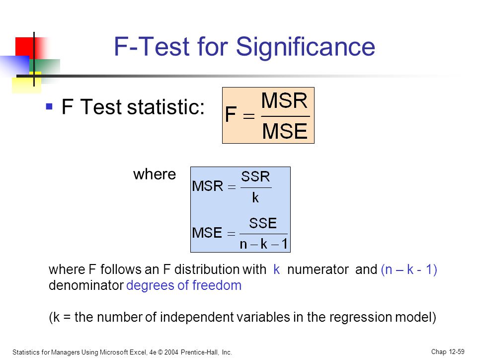 F-Test for Significance