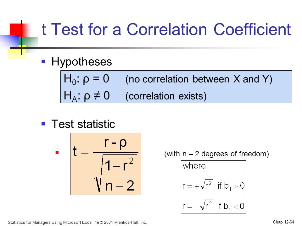 t Test for a Correlation Coefficient