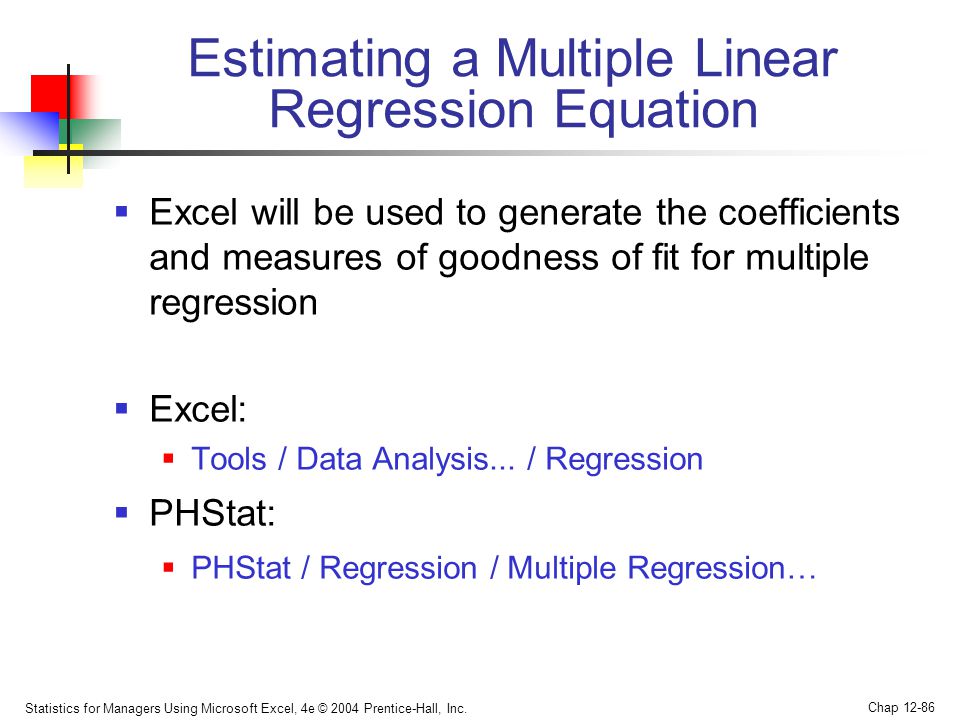 Estimating a Multiple Linear Regression Equation