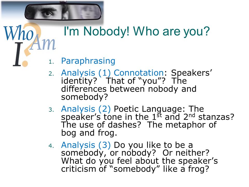 I m Nobody! Who are you Paraphrasing