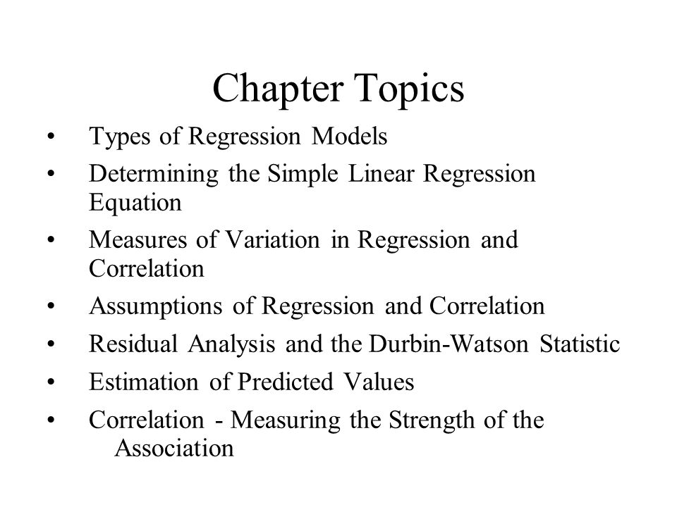 Chapter Topics Types of Regression Models