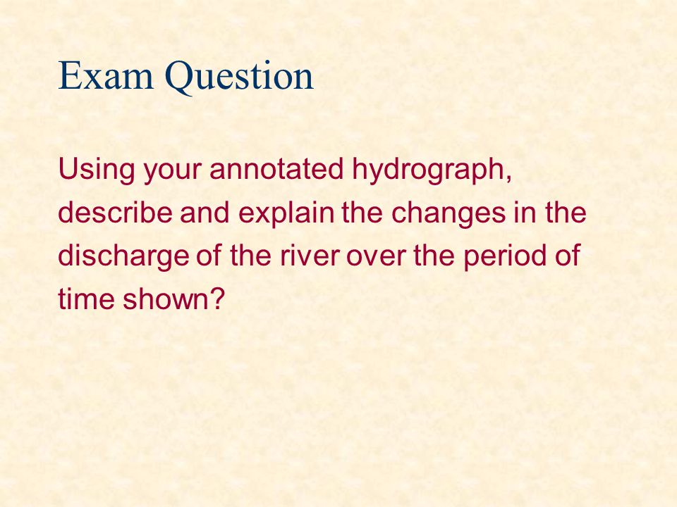 Exam Question Using your annotated hydrograph,