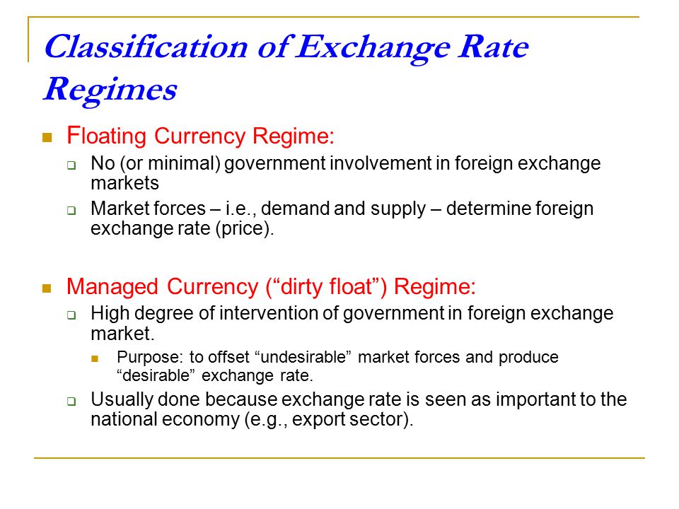 Classification of Exchange Rate Regimes
