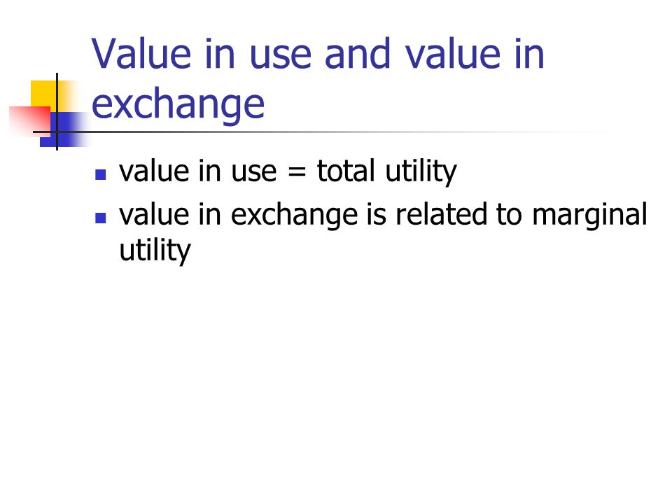 Value in use and value in exchange