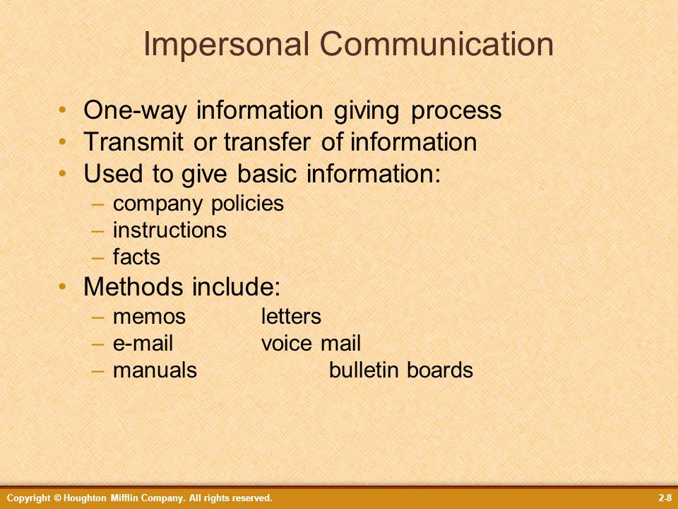 what is impersonal communication