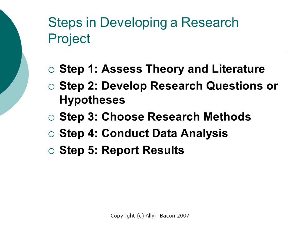 Steps in Developing a Research Project