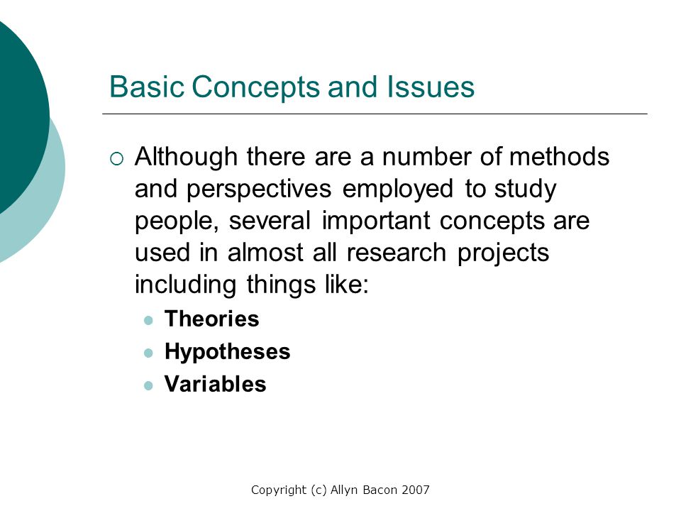 Basic Concepts and Issues