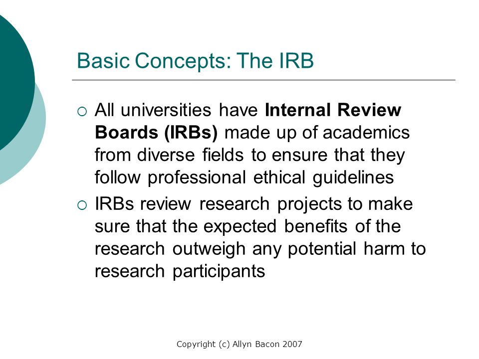 Basic Concepts: The IRB