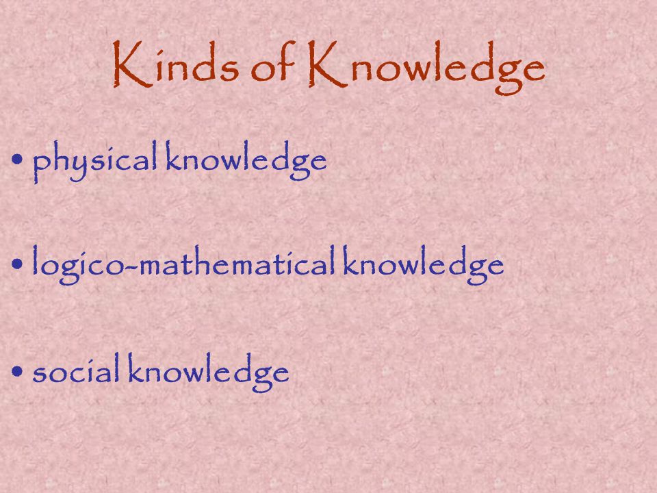 Kinds of Knowledge physical knowledge logico-mathematical knowledge