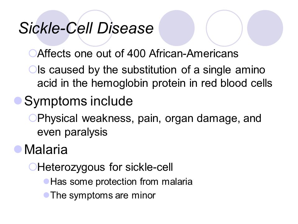 Sickle-Cell Disease Symptoms include Malaria